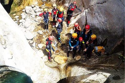 Aquatic canyoning near Benidorm. Estret de les Penyes Bollulla