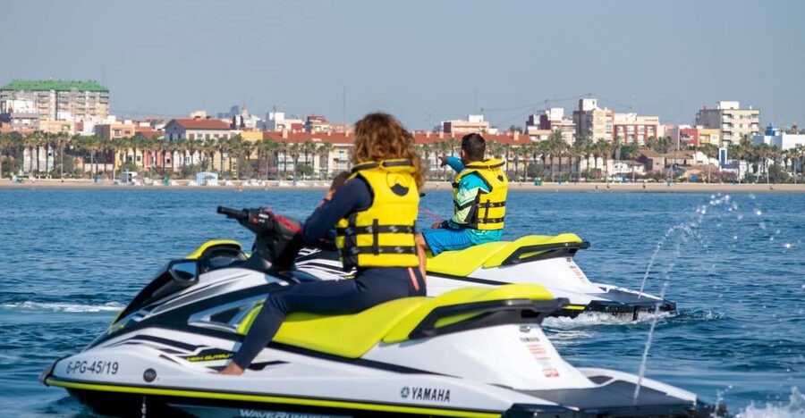Valencia: Jet Ski Tour with Paddle Surf - Riding out across Valencia Bay