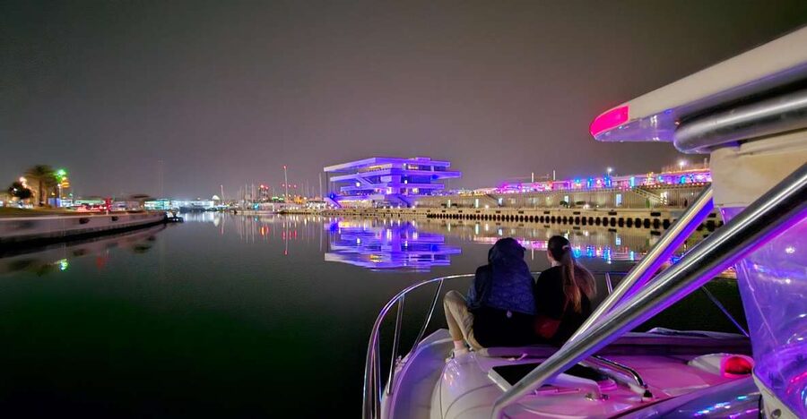 Valencia: Night Cruise with Free Drink - The Marina of Valencia after dark